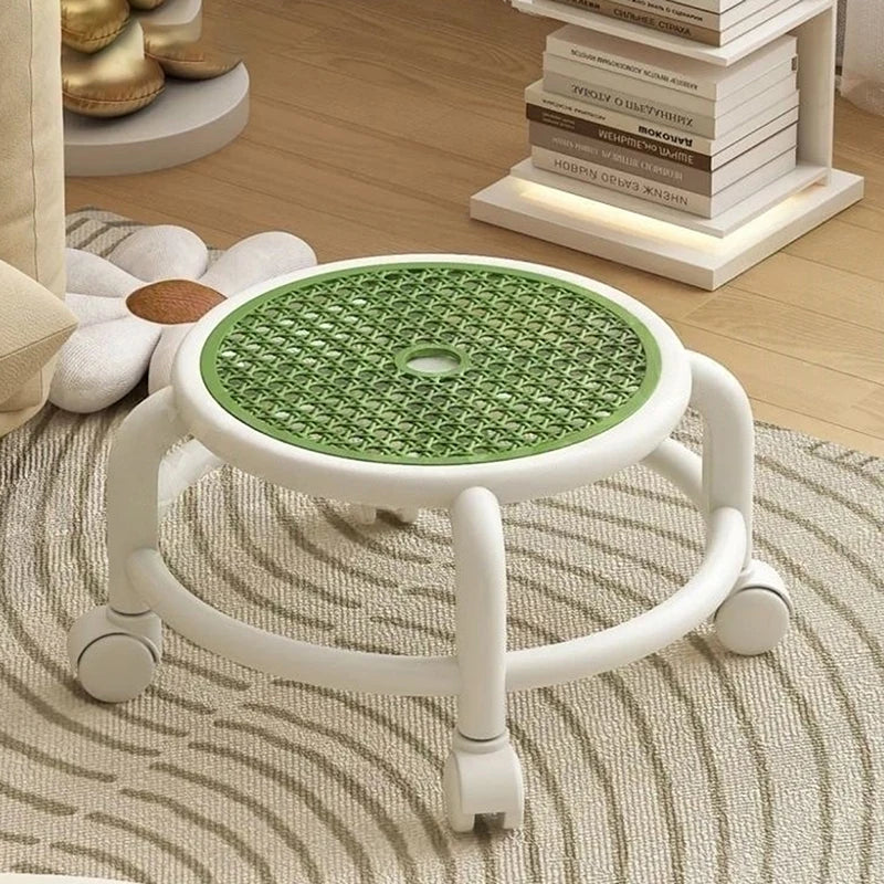 1pcs Swivel Rolling Stool Round Low Small Grey Universal Wheel Kids Adult Strong Capacity Practical Storage