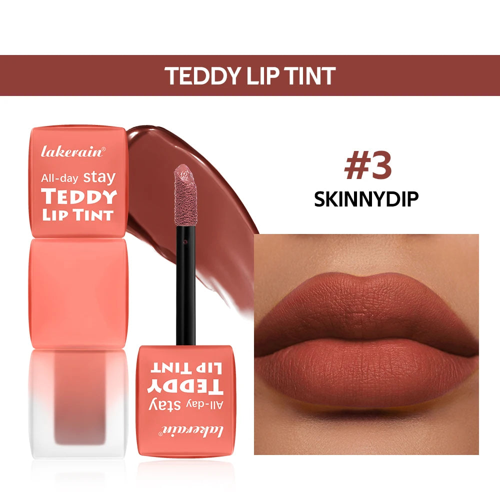 Teddy Tint Lip Color Set, Tear-Off Lip Gloss, 12H Long-Lasting Super Stay Matte Texture Waterproof Cosmetic Lipstick