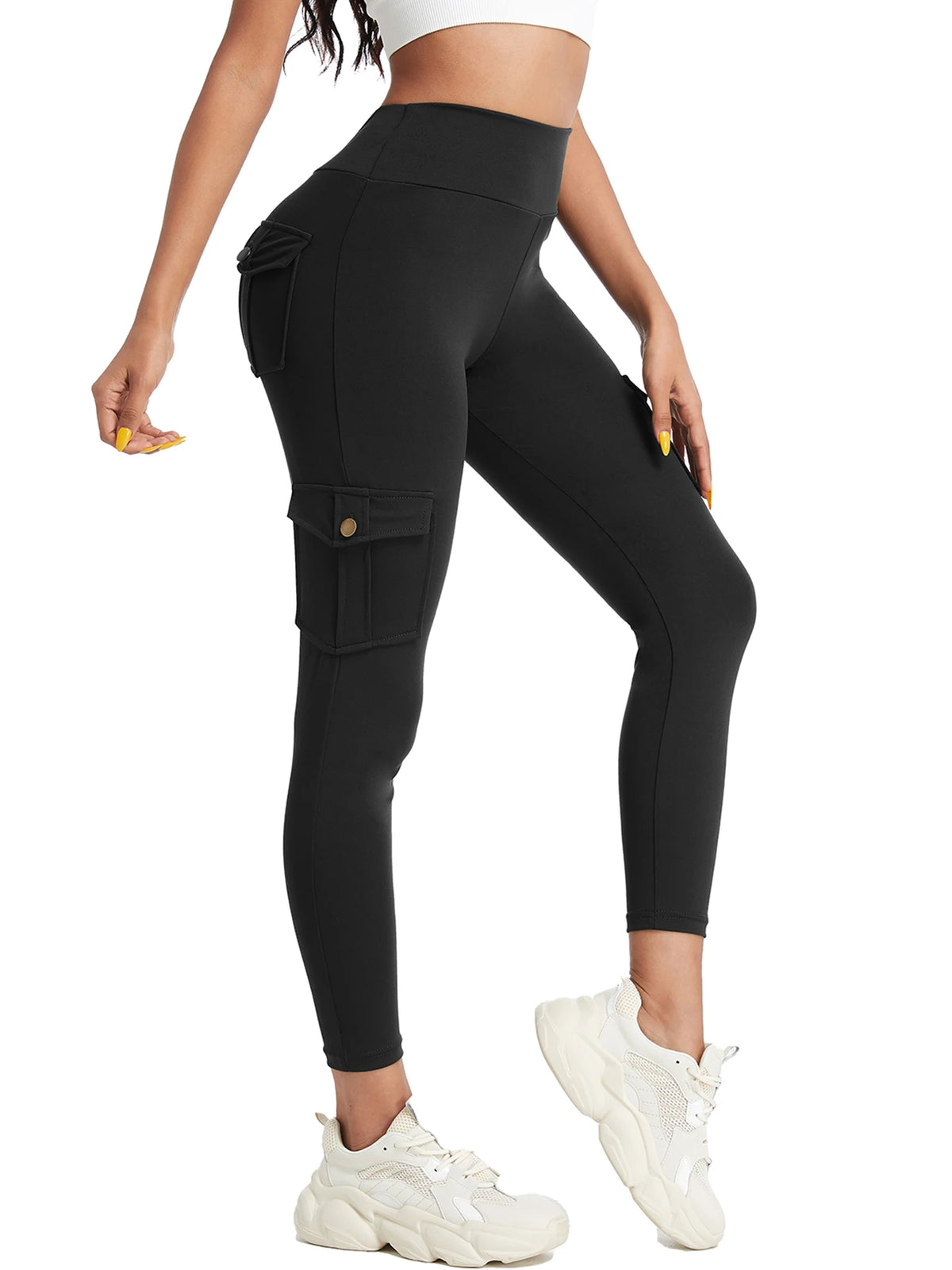 2PCS High Waist Lift Hip Pockets Woman Leggings Fitness Skinny Stretch Solid Color Sport Pants Daily Outdoors Running Leggings