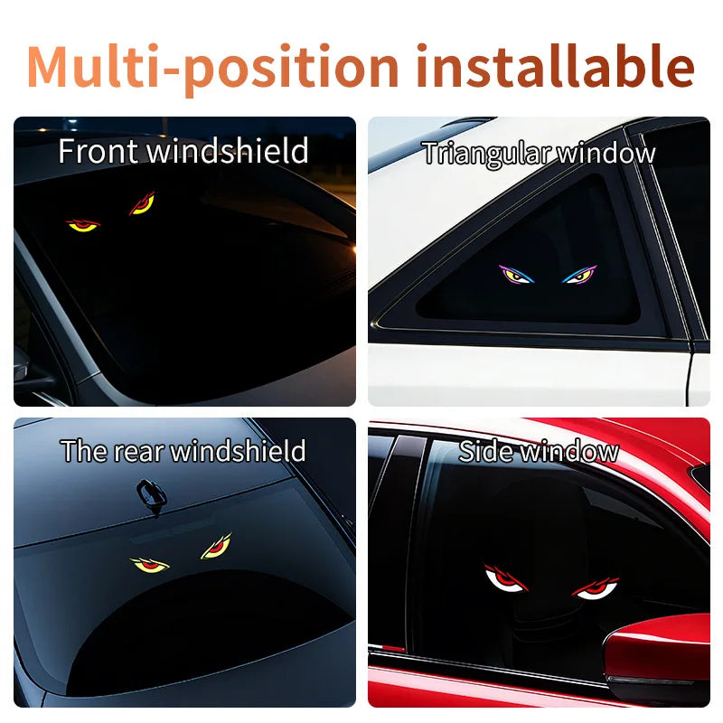 2026 Solar LED Devil Eyes Windshield Warning Flashing Signal Indicator Car LED Ambient Lights with Suction Cup for Auto Window