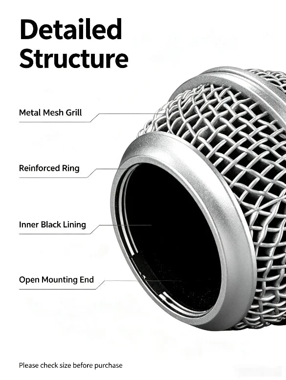 Microphone Grill Ball Mic Grille Cover Head Replacement