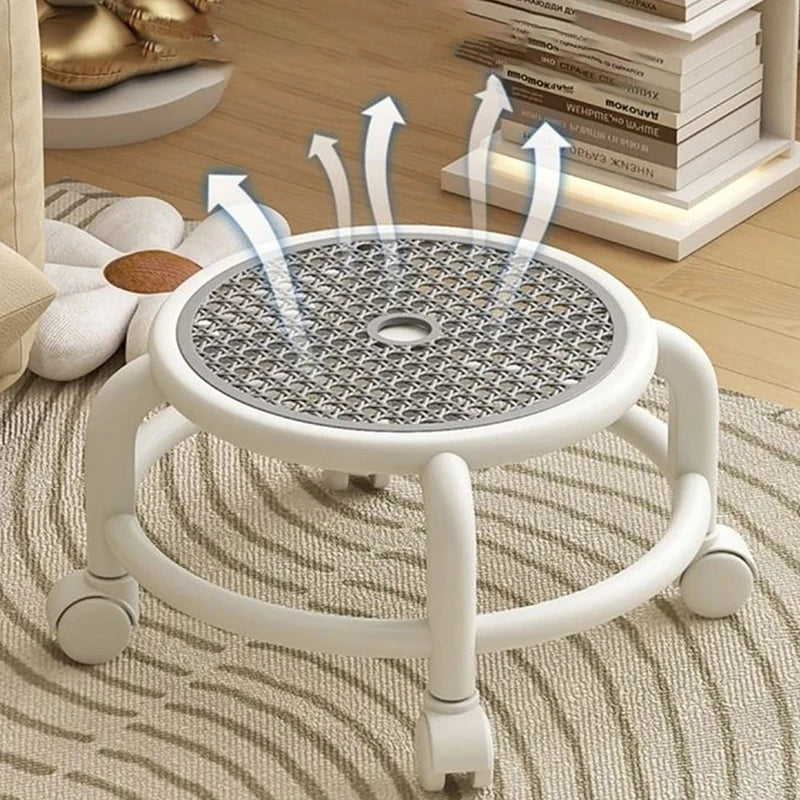 1pcs Swivel Rolling Stool Round Low Small Grey Universal Wheel Kids Adult Strong Capacity Practical Storage