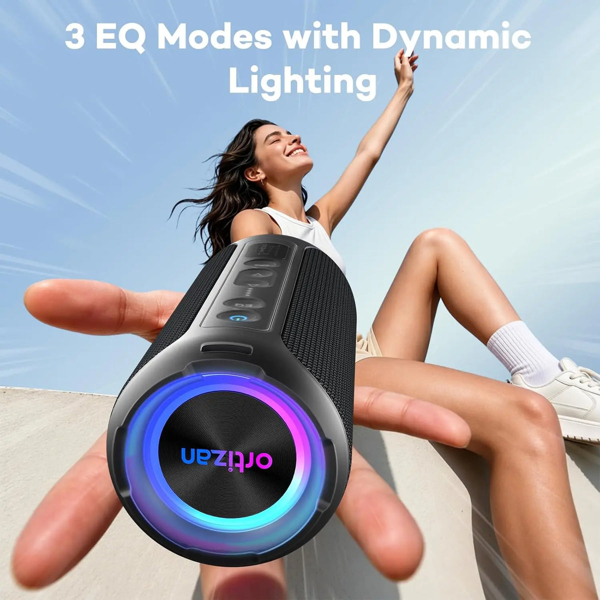 Ortizan Bluetooth Speaker, 40W Peak Outdoor Portable Loud Speakers Wireless with Deep Bass, USB/AUX/TF Card Port, RGB Light, TWS Stereo, EQ, IPX7 Waterproof for Party, Beach, Kayaking, Camping, Backyard, Garage