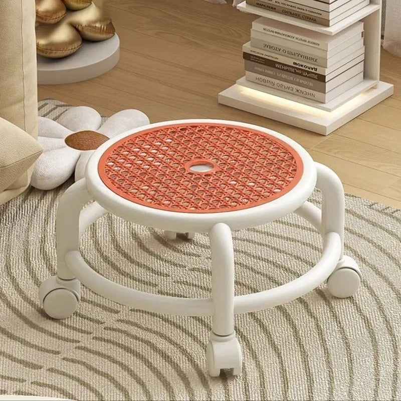 1pcs Swivel Rolling Stool Round Low Small Grey Universal Wheel Kids Adult Strong Capacity Practical Storage